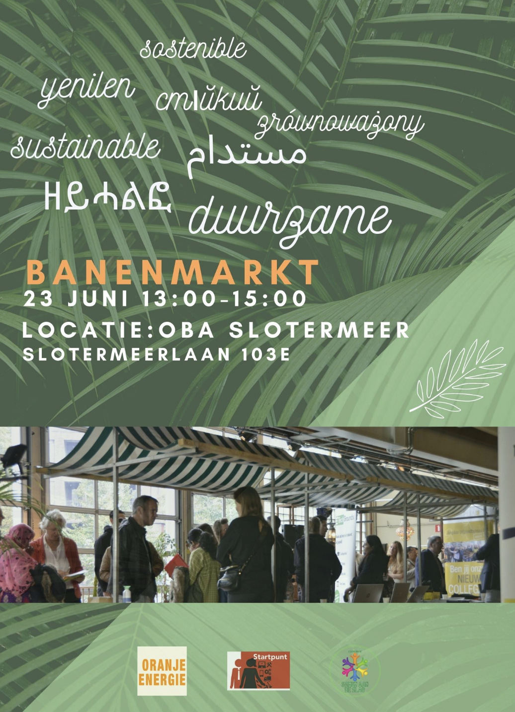 Duurzame banenmarkt OBA Slotermeer 23 juni 13.00-15.00 uur